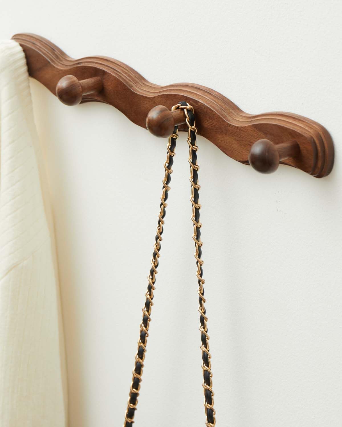 Wood Coat Rack Wall Mount / 4 Hooks / Set of 4