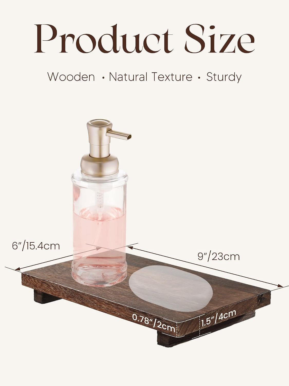 Wood Tray Pedestal Stand / Brown / 9 x 6