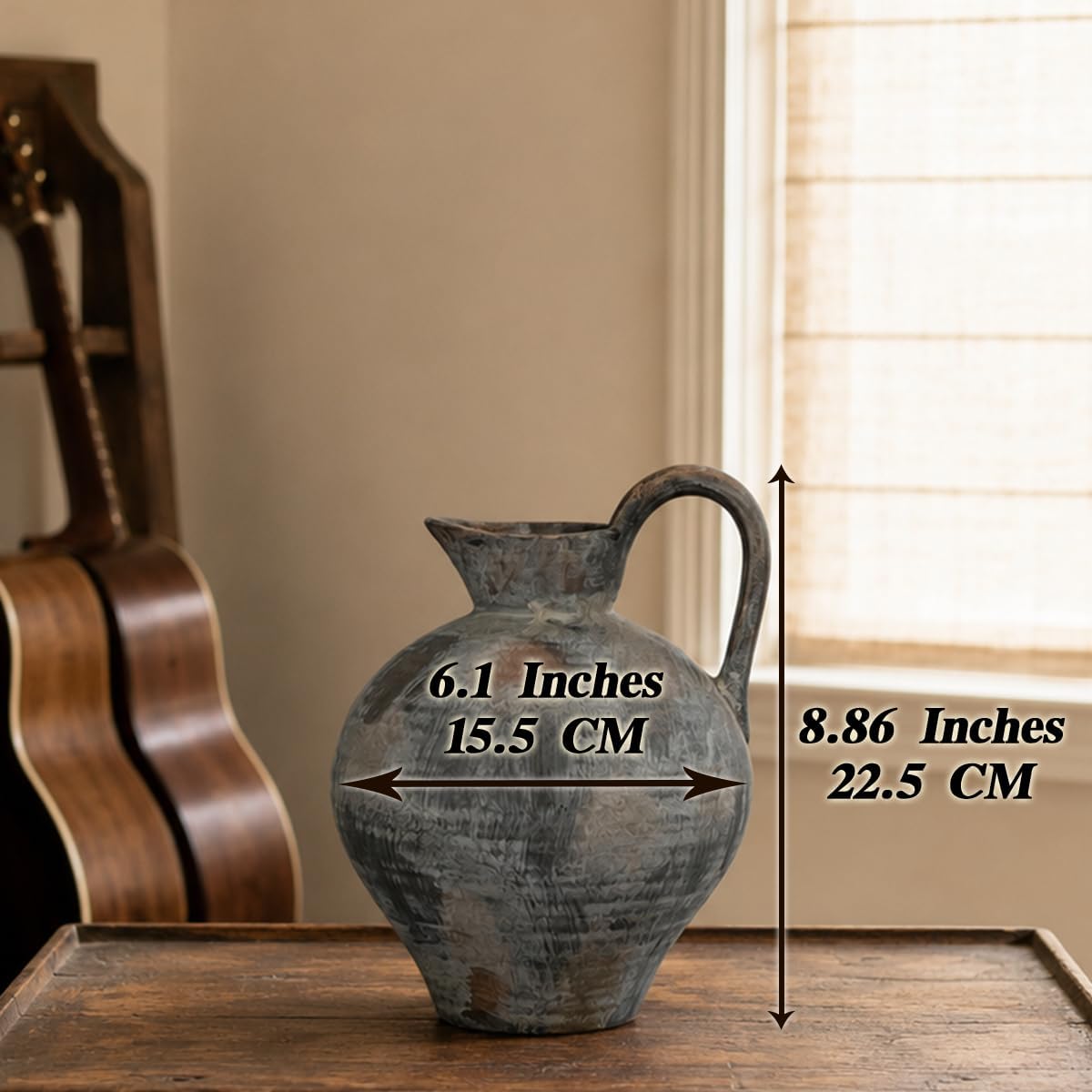 Ceramic Rustic Farmhouse Vase / Brown / Shape 1 / 8.86 Inch
