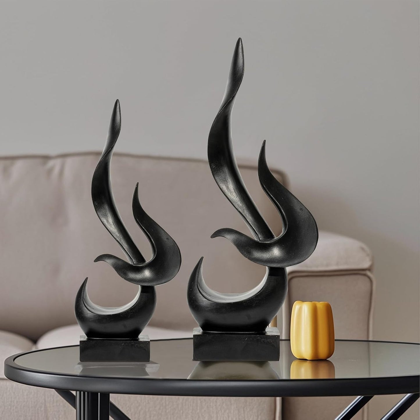Modern Abstract Resin Statue / Black / Medium