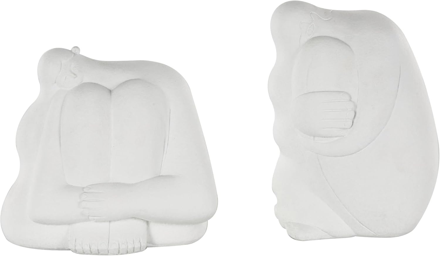 Resin People Decorative Sculpture Abstract Home Decor Statues / White / 8", 7"H / Set of 2