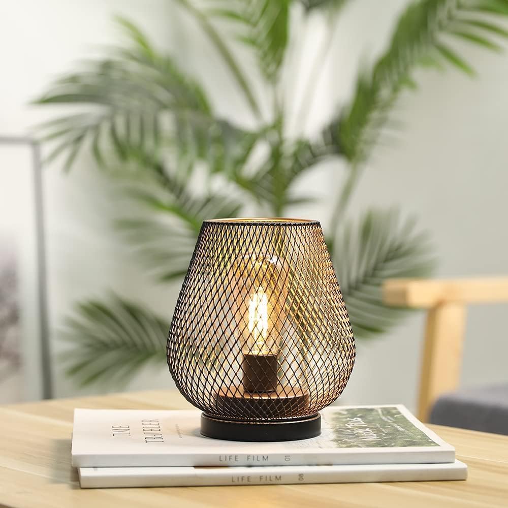 JHY DESIGN Metal Cage LED Lantern Battery Powered Cordless Accent Light with LED Great for Weddings Parties Patio