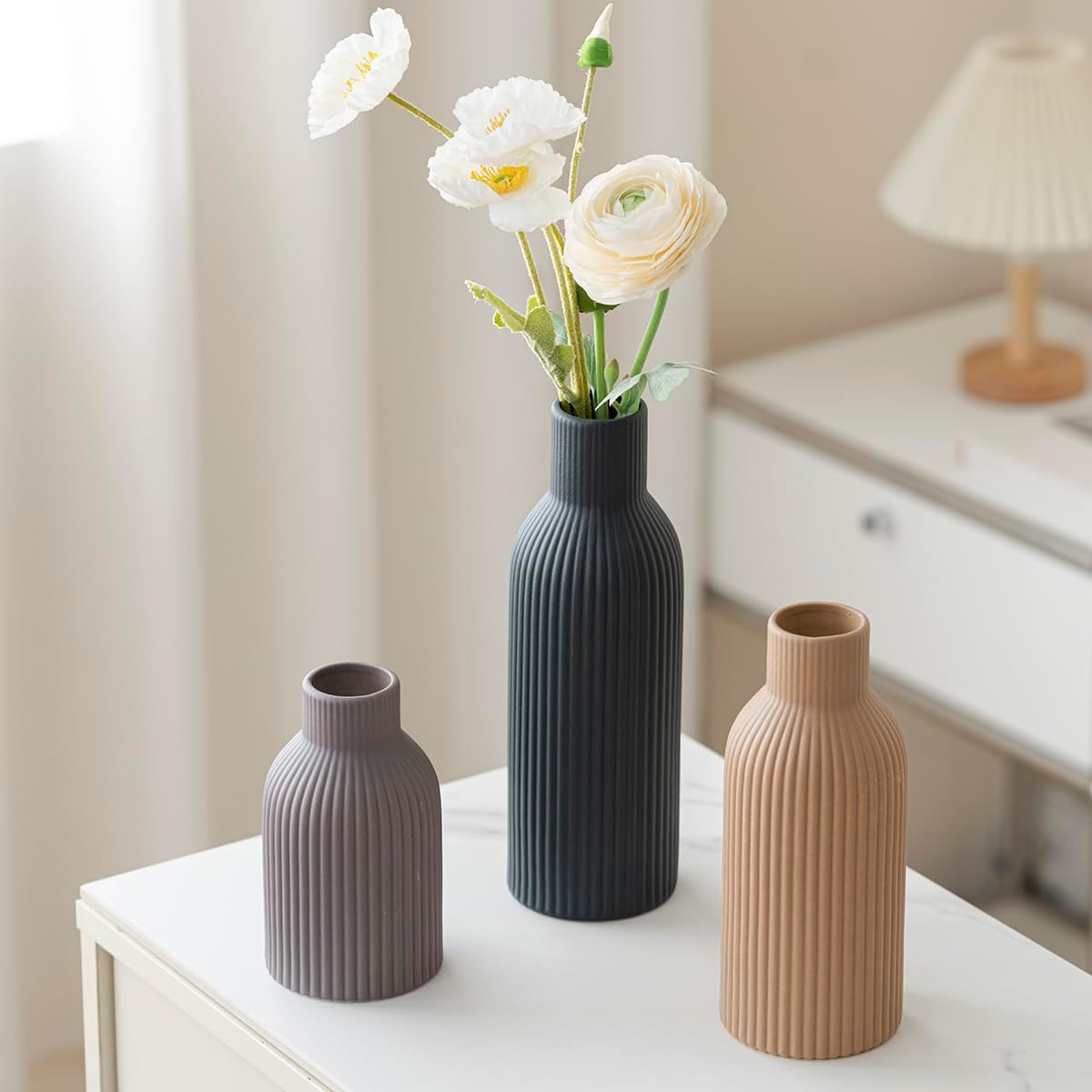Modern Ceramic Vases / Black Mix / Set of 3