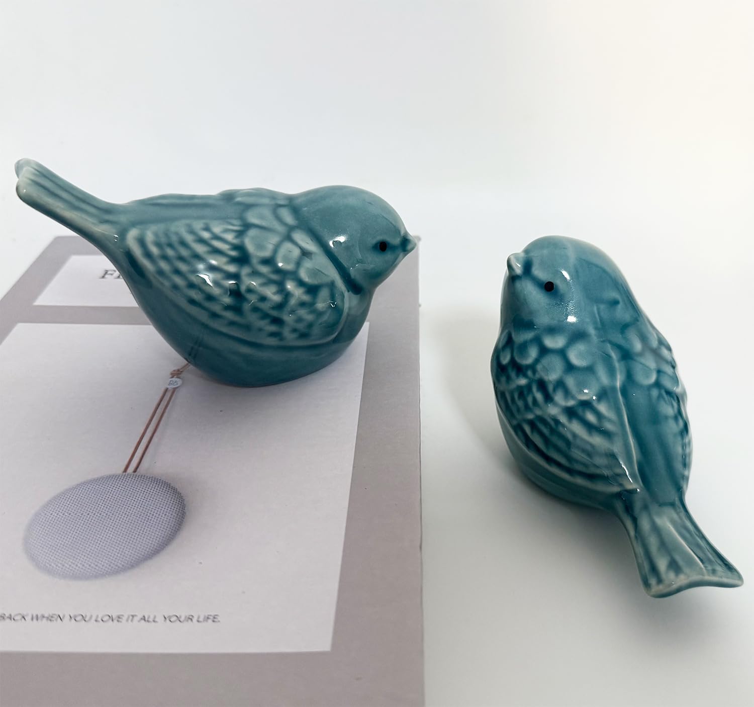 Pair of Ceramic Bird Figurines / Blue