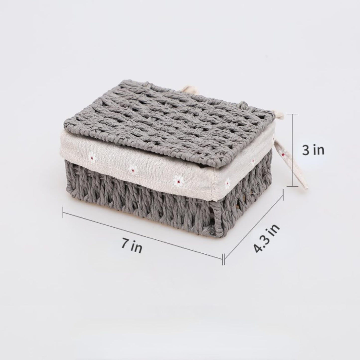 Woven Storage Basket / Grey / 7 x 4.3 x 3