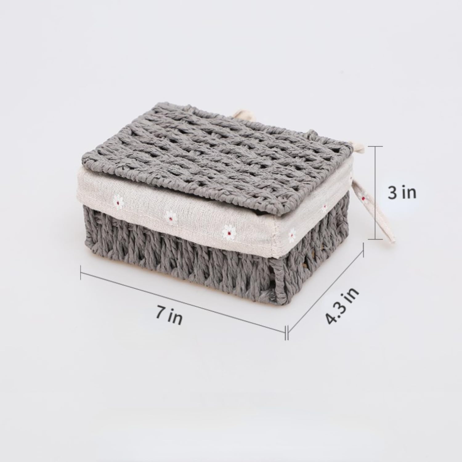 Woven Storage Basket / Grey / 7 x 4.3 x 3