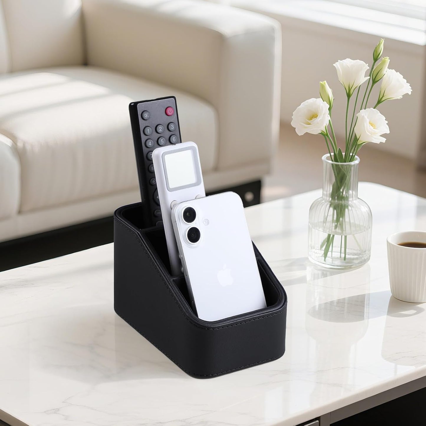 PU Leather Remote Control Holder / Black
