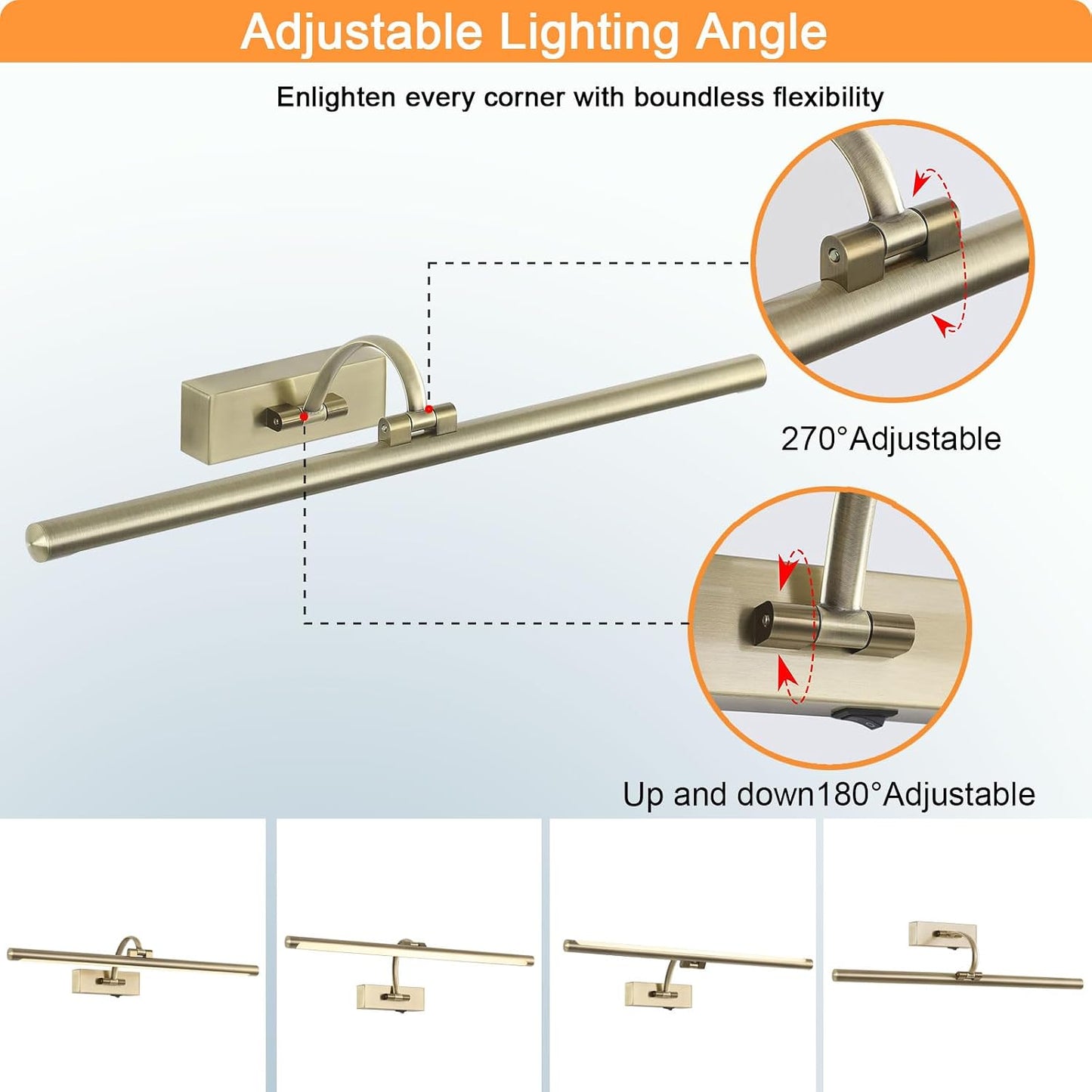 Tassuowell Antique Bronze Picture Light, 23.6 Inch Remote Control Painting Lights for Wall Cordless, 3CCT Dimmable Wall