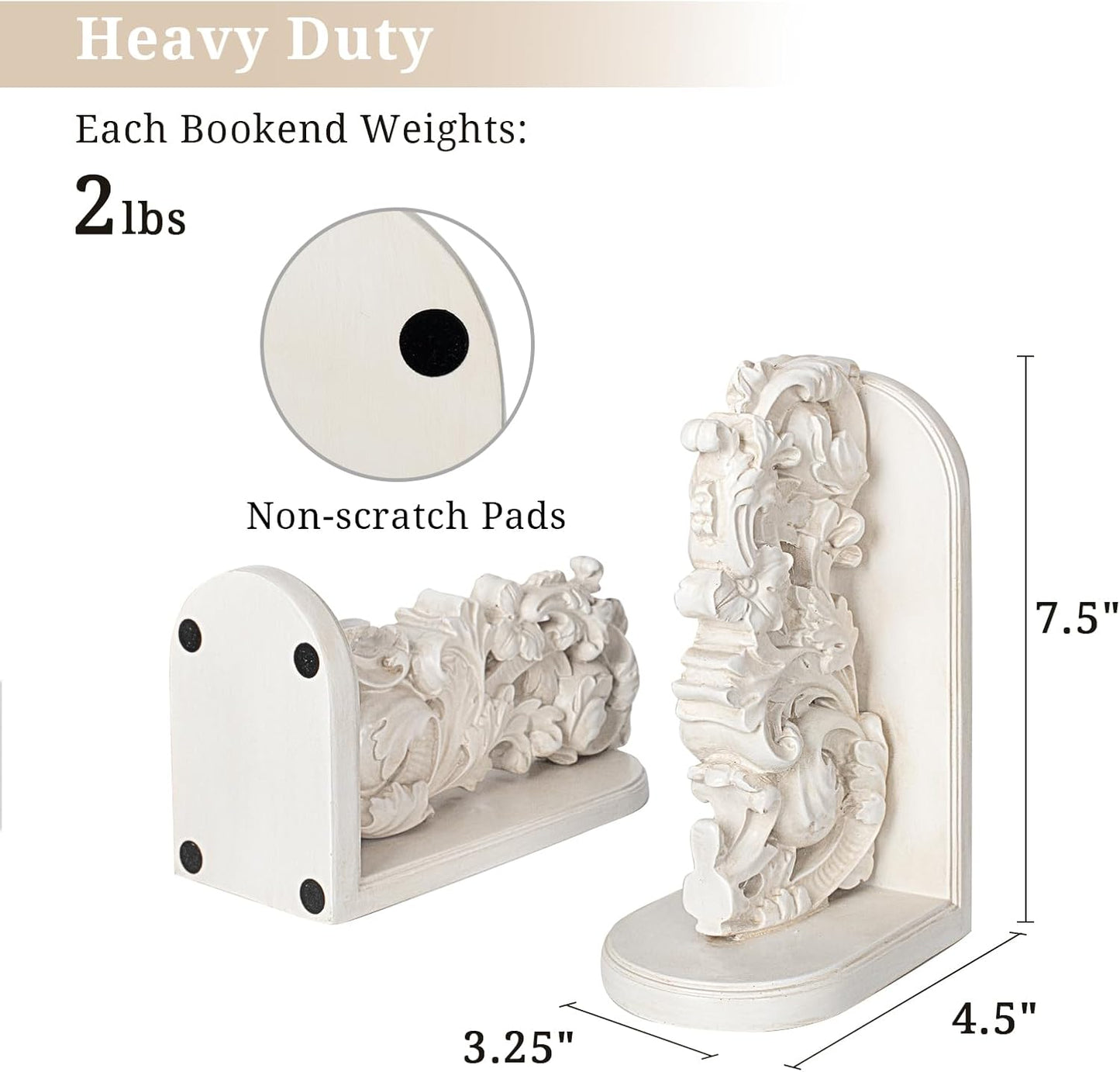 Vintage Heavy Duty Bookends / Off-white