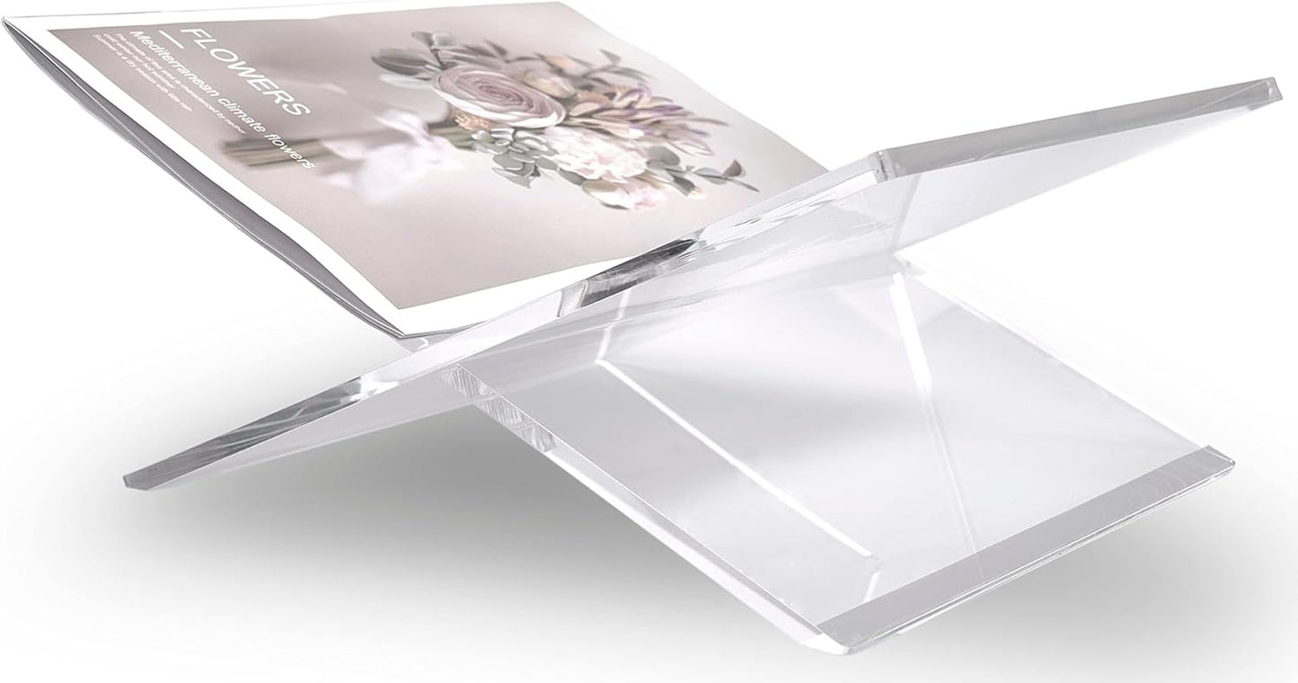 Honygebia Clear Acrylic Book Stands - Cross Frame Acrylic Book Holder, Open Bookstand for Display and Reading, Suitable