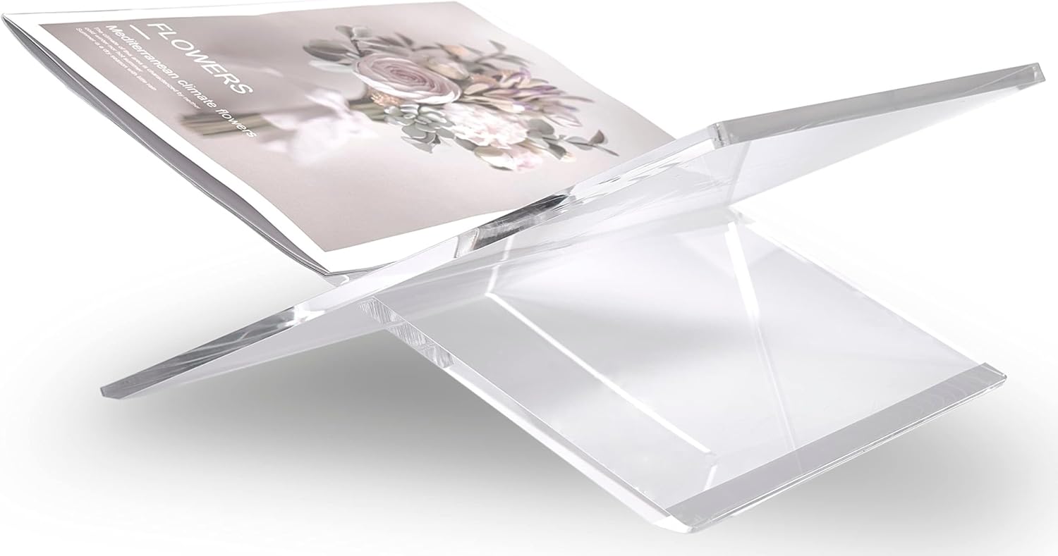 Honygebia Clear Acrylic Book Stands - Cross Frame Acrylic Book Holder, Open Bookstand for Display and Reading, Suitable