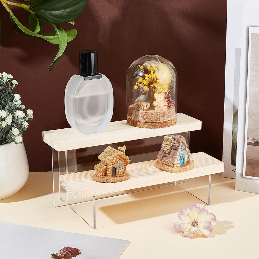 Tabletop Small Food Stand Risers Acrylic Display Makeup Step / Antique White