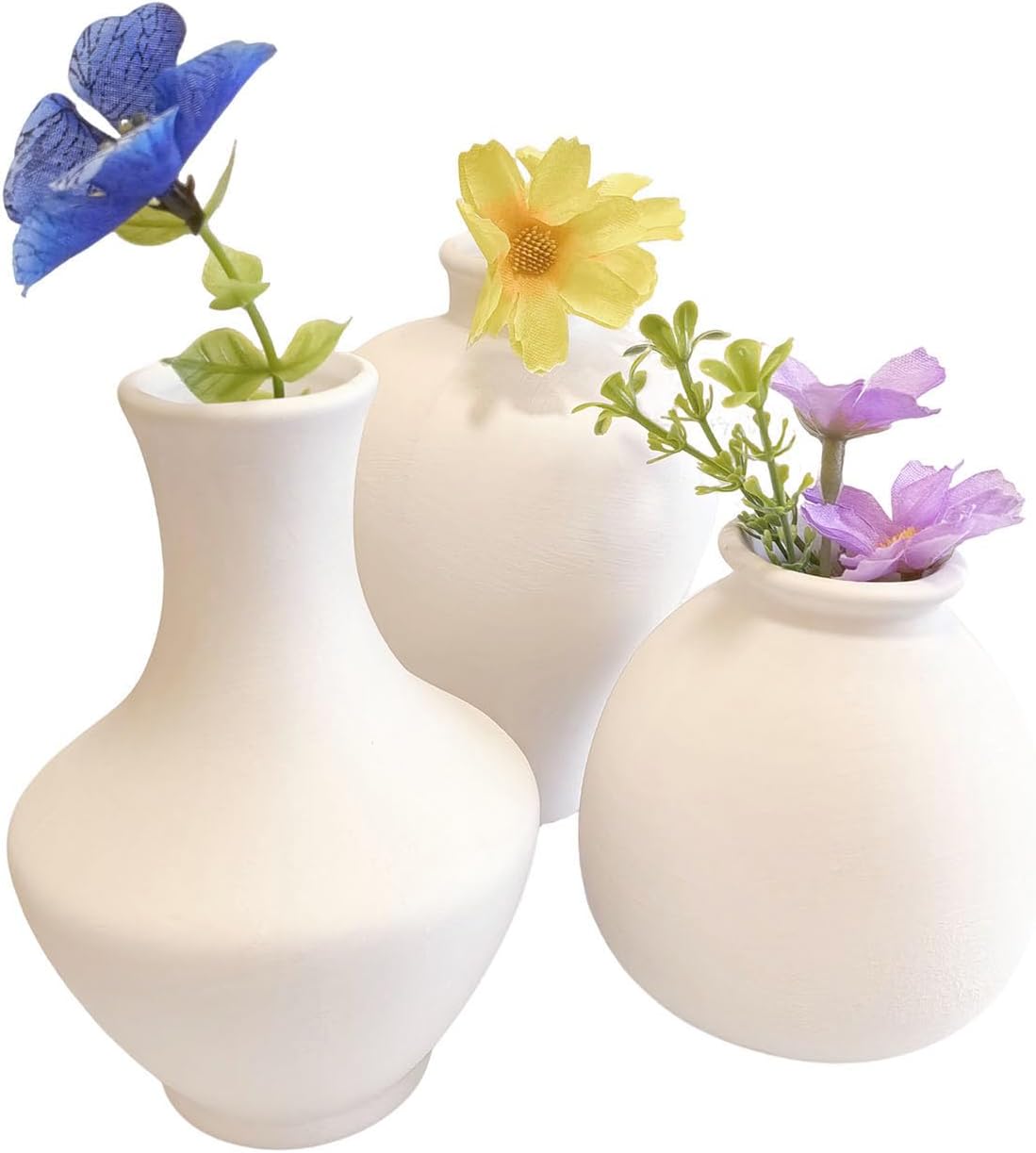 Daittin 3-Piece Ceramic Bud Vases Set / White