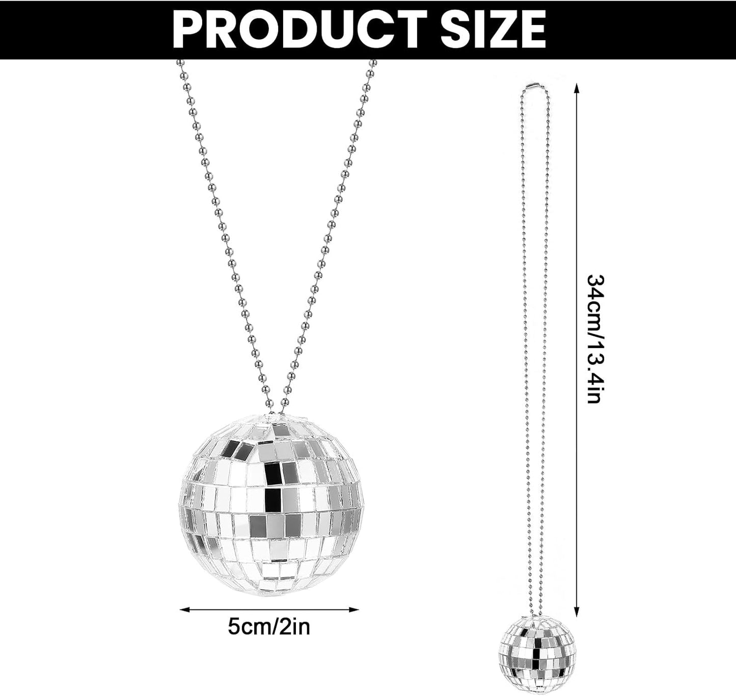 Mirror Disco Ball Car Charm / Silver / Set of 2