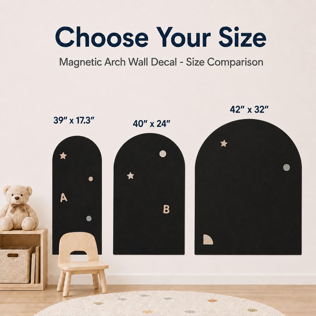 Magnetic Arch Wall Decal / Black / 39"W x 17.7"H / 39 x 18