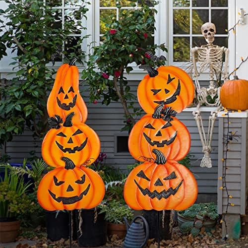 2 Pack Halloween Yard Decoration Stakes, Trick or Treat Happy Halloween Yard Signs for Halloween Outdoor Decor