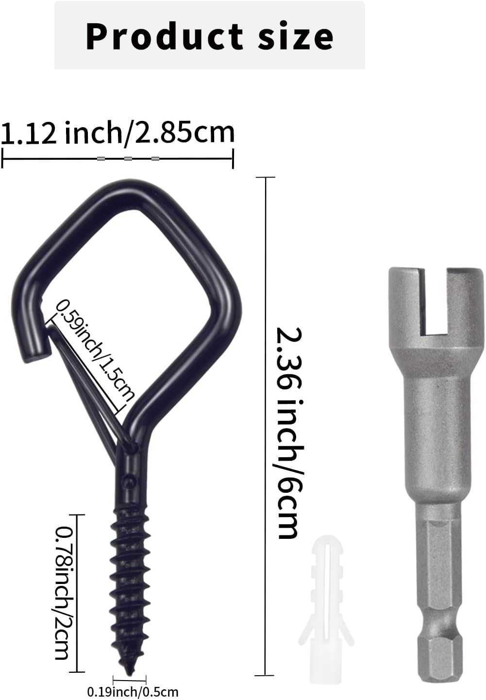 Safety Buckle.Metal Ceiling Hooks for Hanging Plants / Black / Set of 35