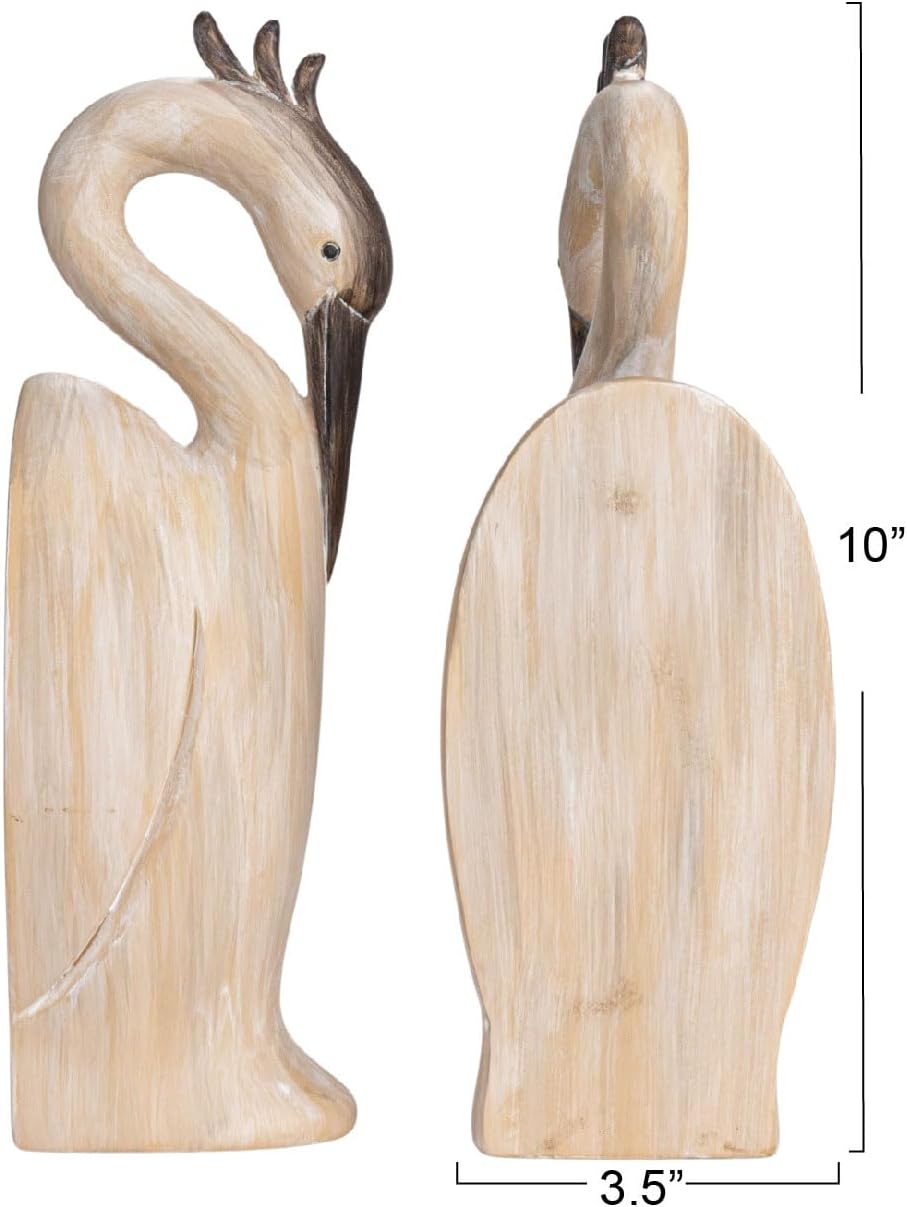 Resin Heron Bookends / Cream