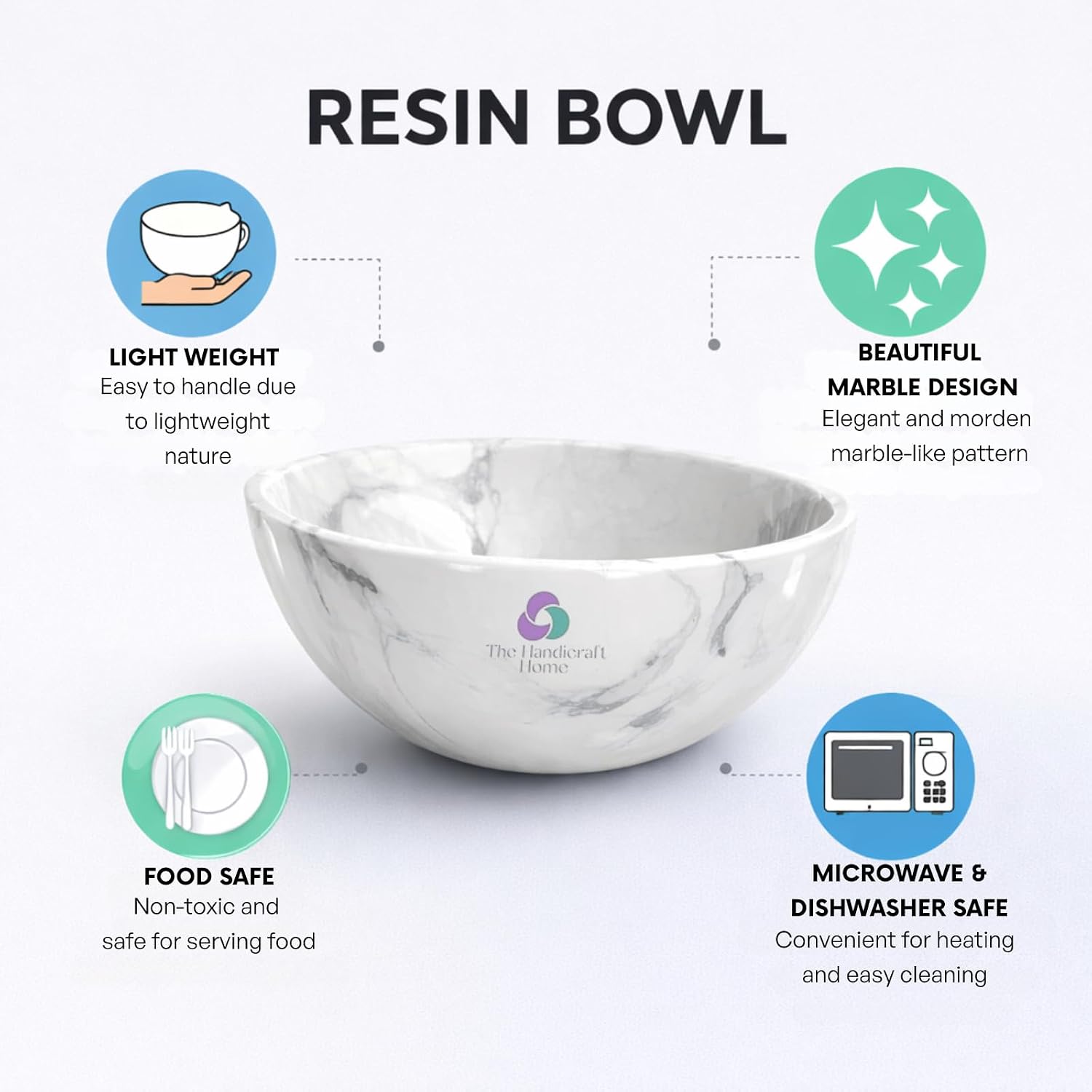 Elegant Handcrafted Resin Bowl / Black/white