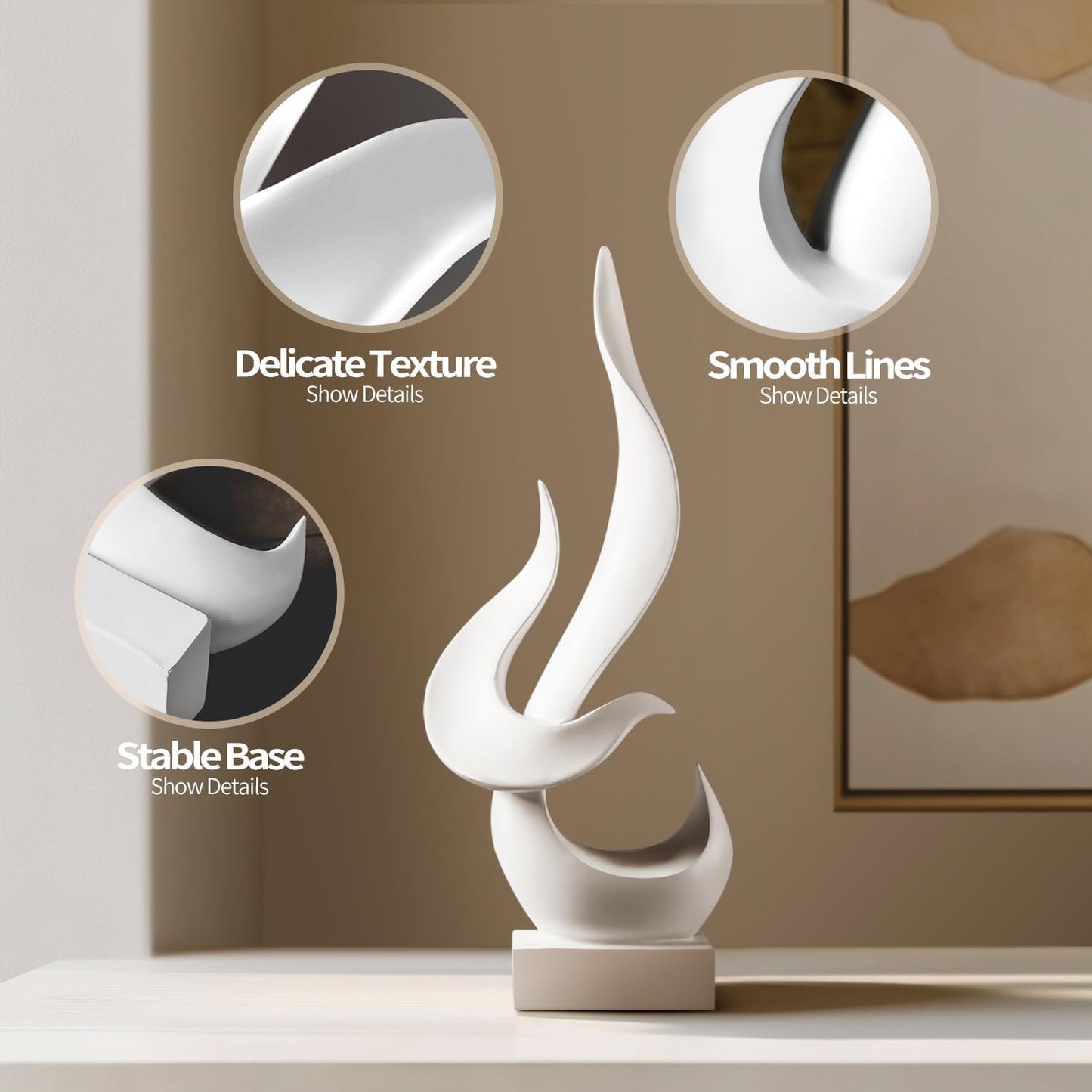 Decor Modern Flame Statue / White