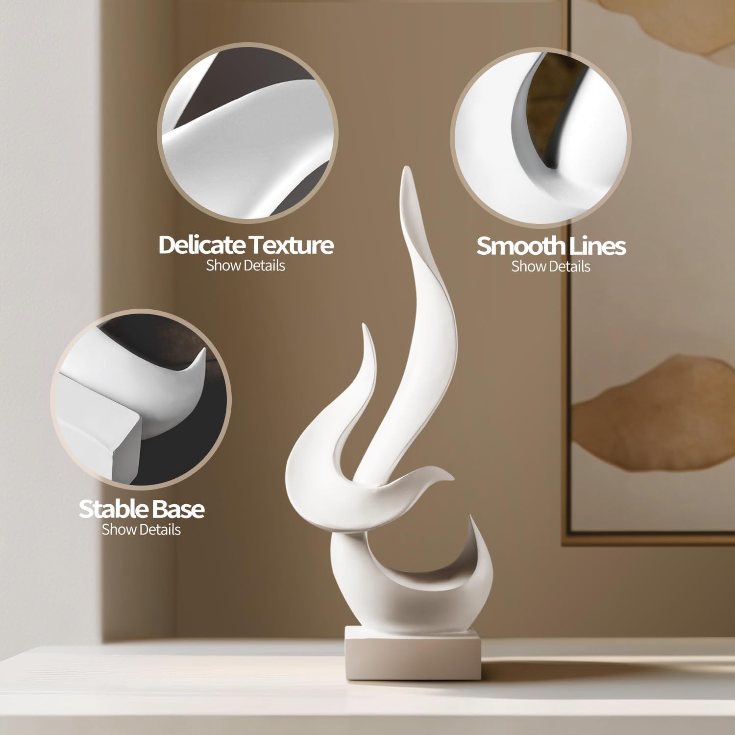 Decor Modern Flame Statue / White