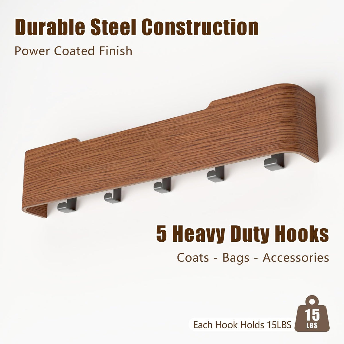 Coat Rack Wall Mount with Hidden Hooks, Wall Hooks with Shelf, Wall Key Holder Mount Wooden Shelf Entryway Hooks for
