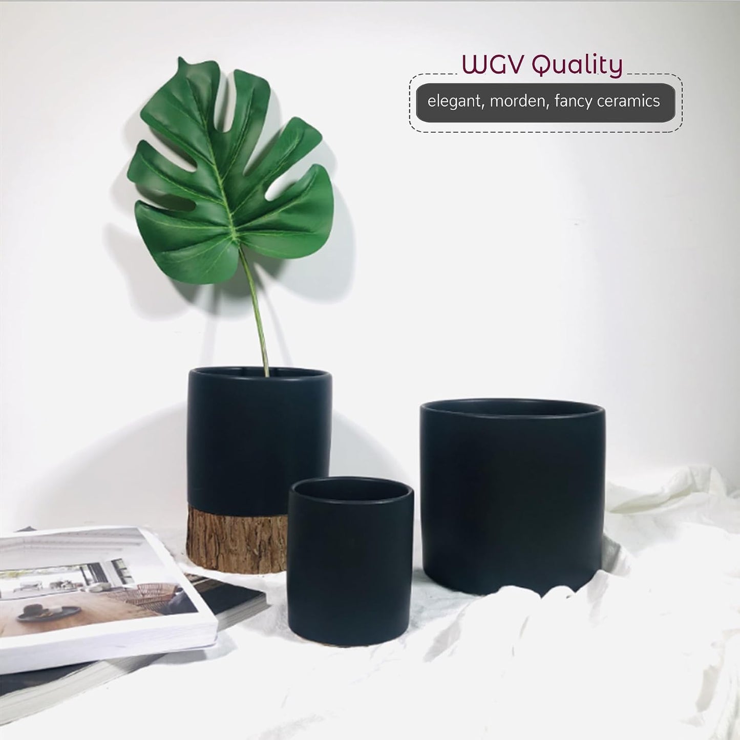 Matte Ceramic Cylinder Vase Width 3.75" Height 4 / 3.75 x 4 / H / Black