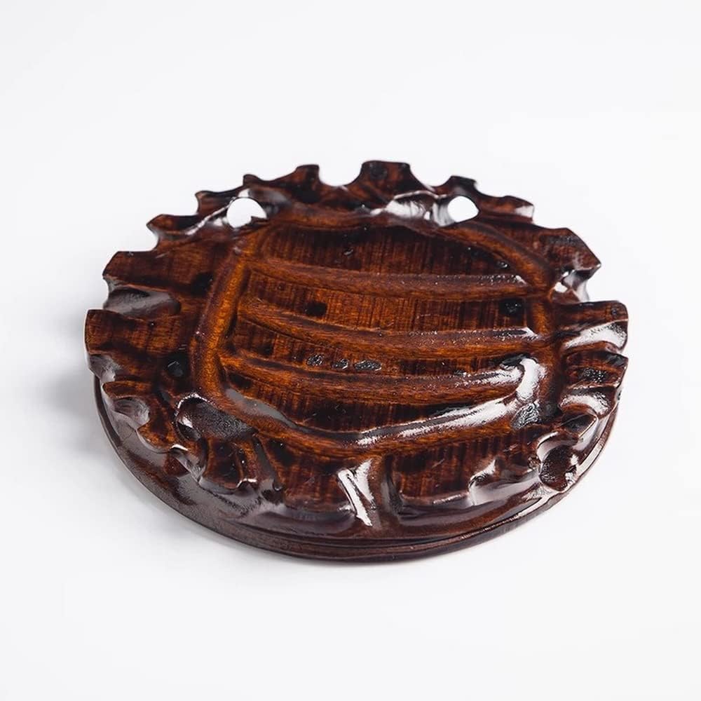 Chinese Wooden Solid Wood Base Rosewood Carved Craft Stand Vase Buddha Statue / 3.9 x 3.9 x 1.0