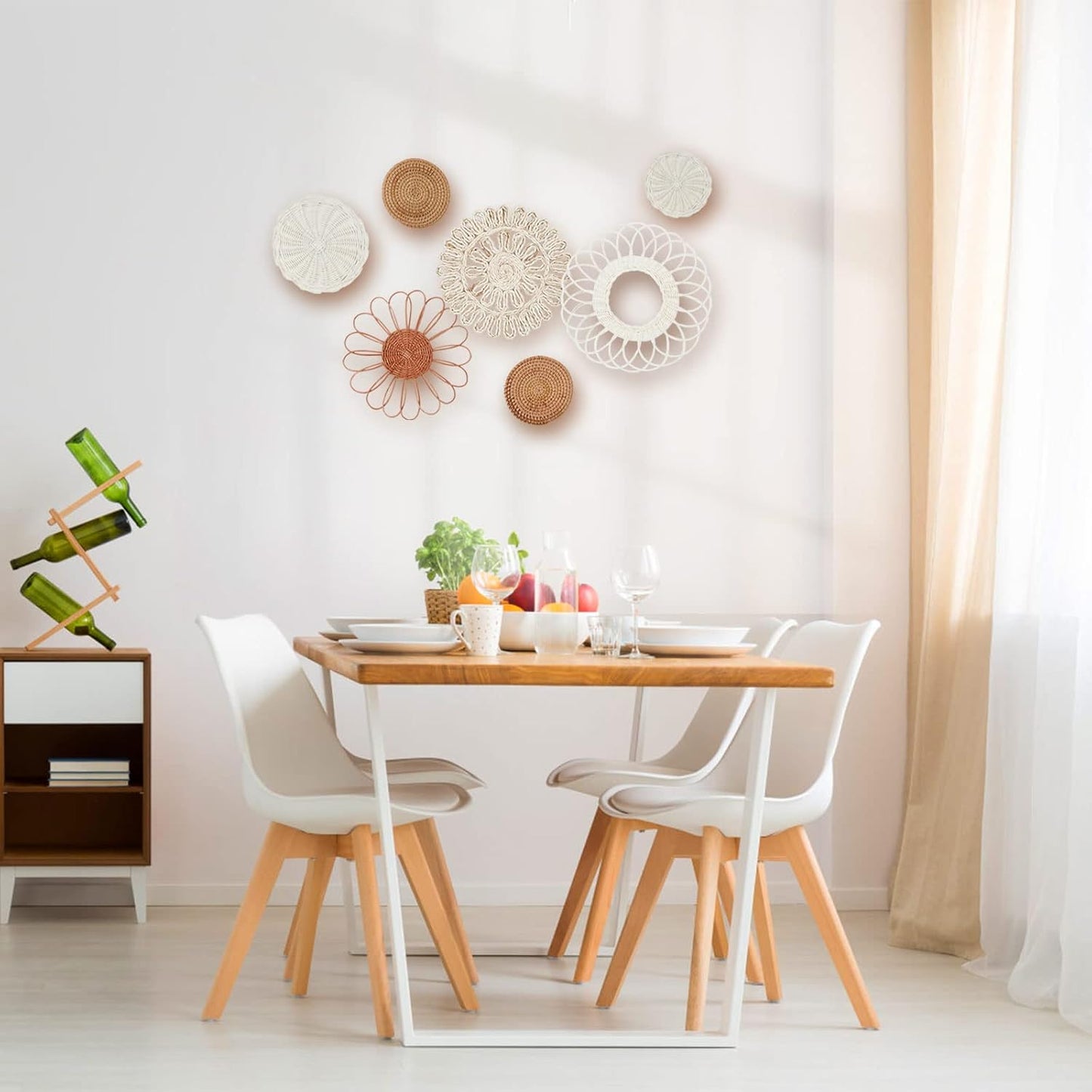 Rattan Flower Wall Decor / Meramera Boho Wall Decor / Set of 7