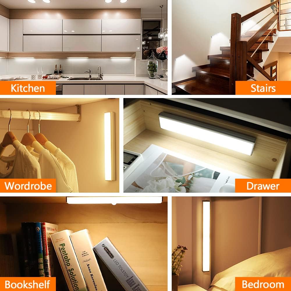 6 Pack Motion Sensor Closet Lights, 10 LED Stick-on Anywhere Magnetic Portable Wireless LED Under Cabinet Lights
