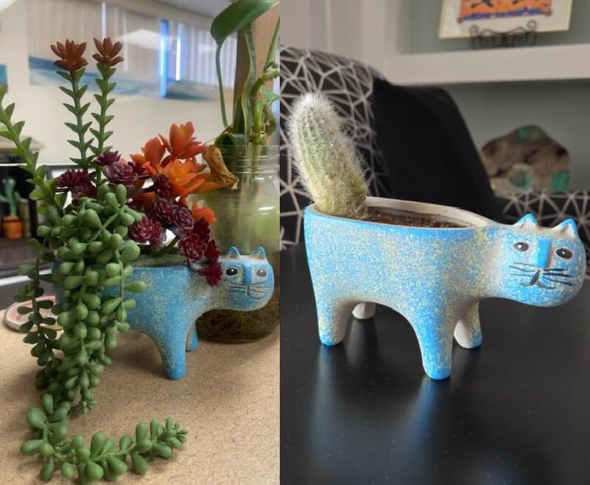 Retro Ceramic Cat Shape Succulent Plant Pot Cat Planter Decorative Soap Saver Tray Bathtub Sink