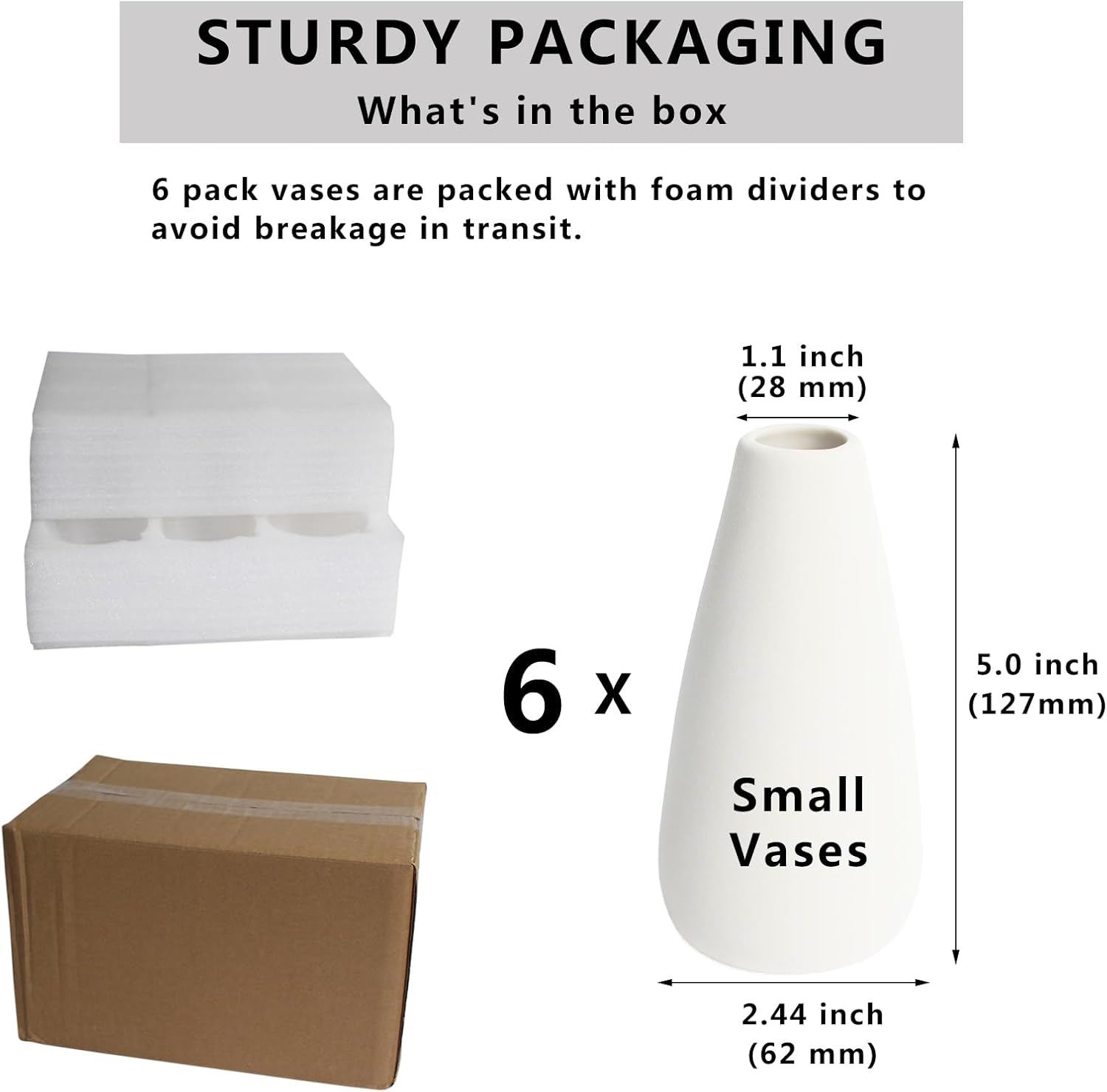 Boho Vase White Vases / Small / White-c / 5 Inch / Set of 6