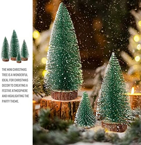 Mini Christmas Trees Christmas Decor Artificial Christmas Decorations with 4 Sizes, Christmas Tree Bottle Brush Trees Christmas Table Decorations (6pcs Green)