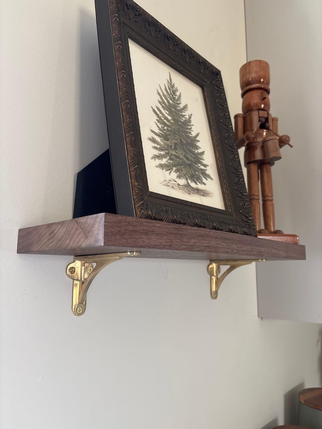 Heavy Duty and Antique Shelf Bracket for Shelving Modern L Shaped / Brass Brushed / 4.5 Inches
