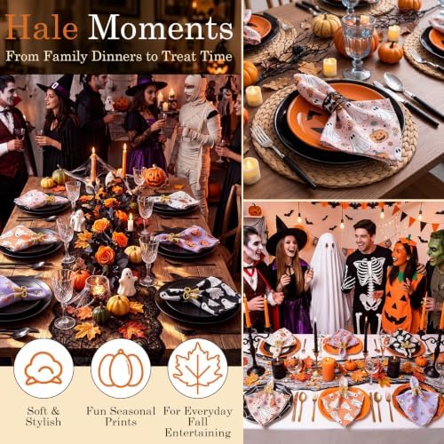 Mixweer 24 Pack Halloween Cloth Napkins Bulk, 15 x 15 Inch Square