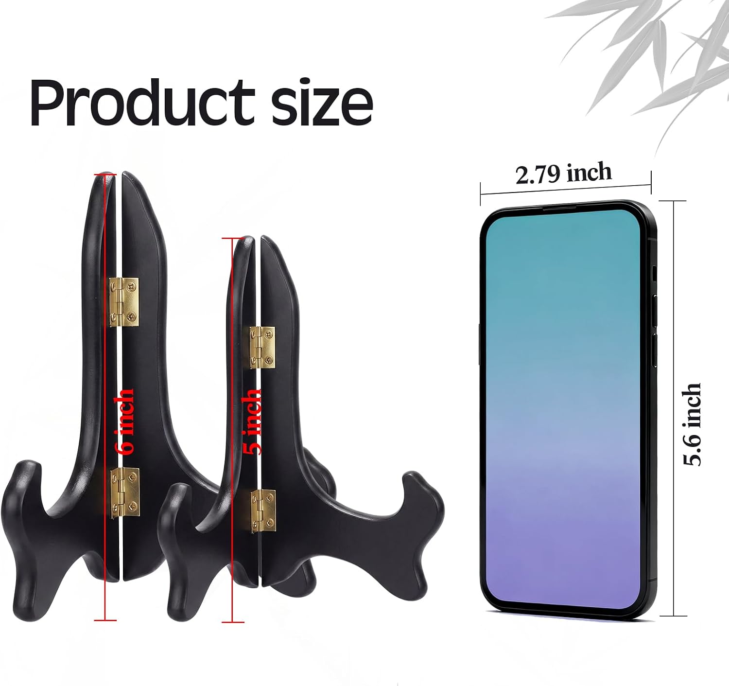 4 Packs and Wooden Display Stand Decorative Plate Stands for Display Picture Frame / Black / 5 Inch