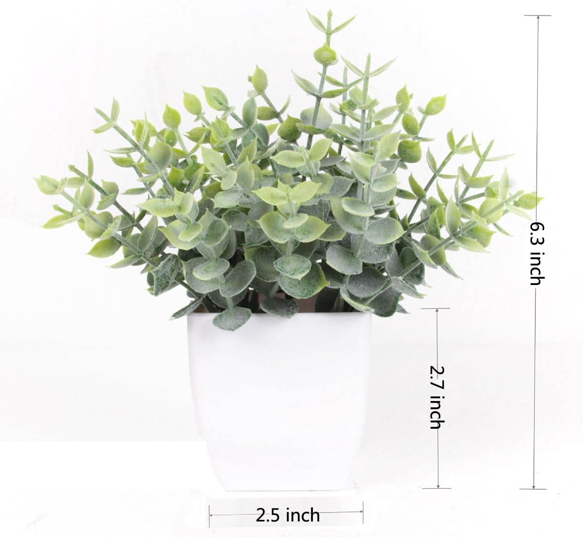 6 Pots Small Fake Plants Mini Artificial Potted Plants Eucalyptus Spring Grass Magnolia Bean / Grey