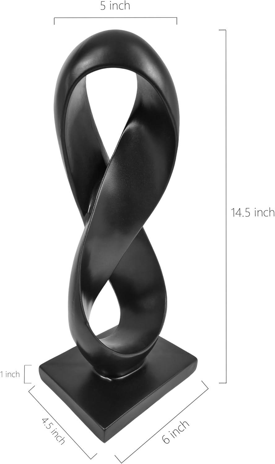 14.5'' Tall Minimalist Figure Eight Tabletop Statue / Black