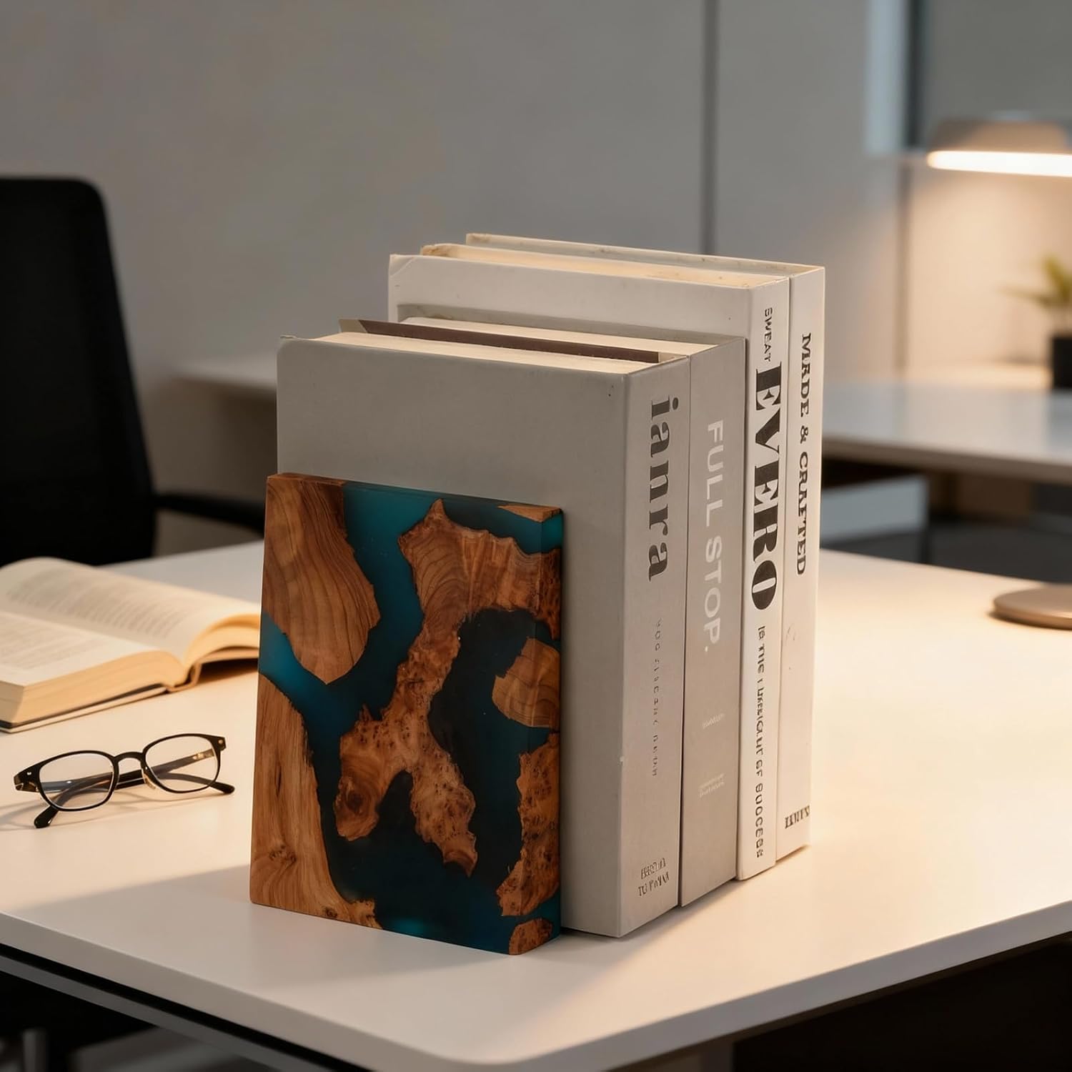 Wood Bookends / Decorative Book / Blue