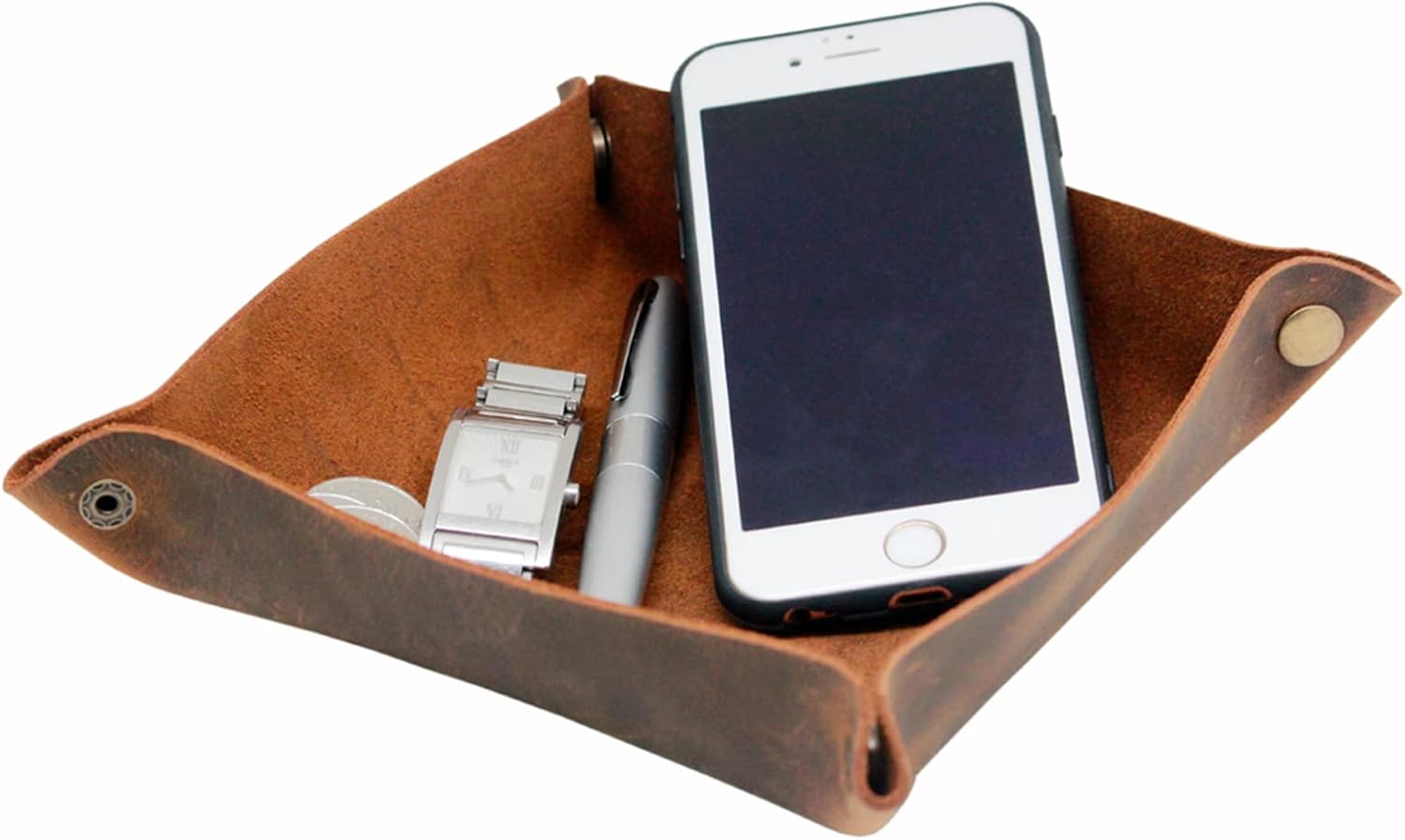 Valet Tray for Men / Crazy Horse Leather - Dark Brown