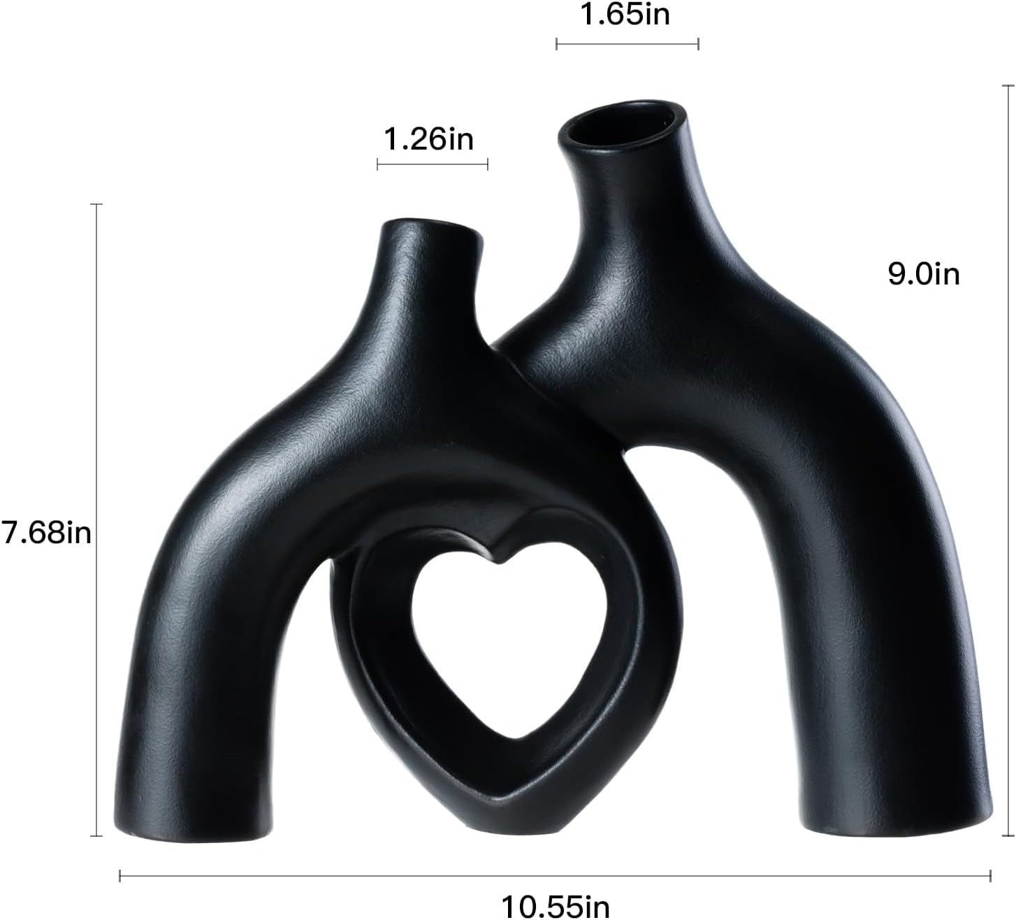 Hug Snuggle Hollow Donut Ceramic Vases / Matte Black / 9 Inch