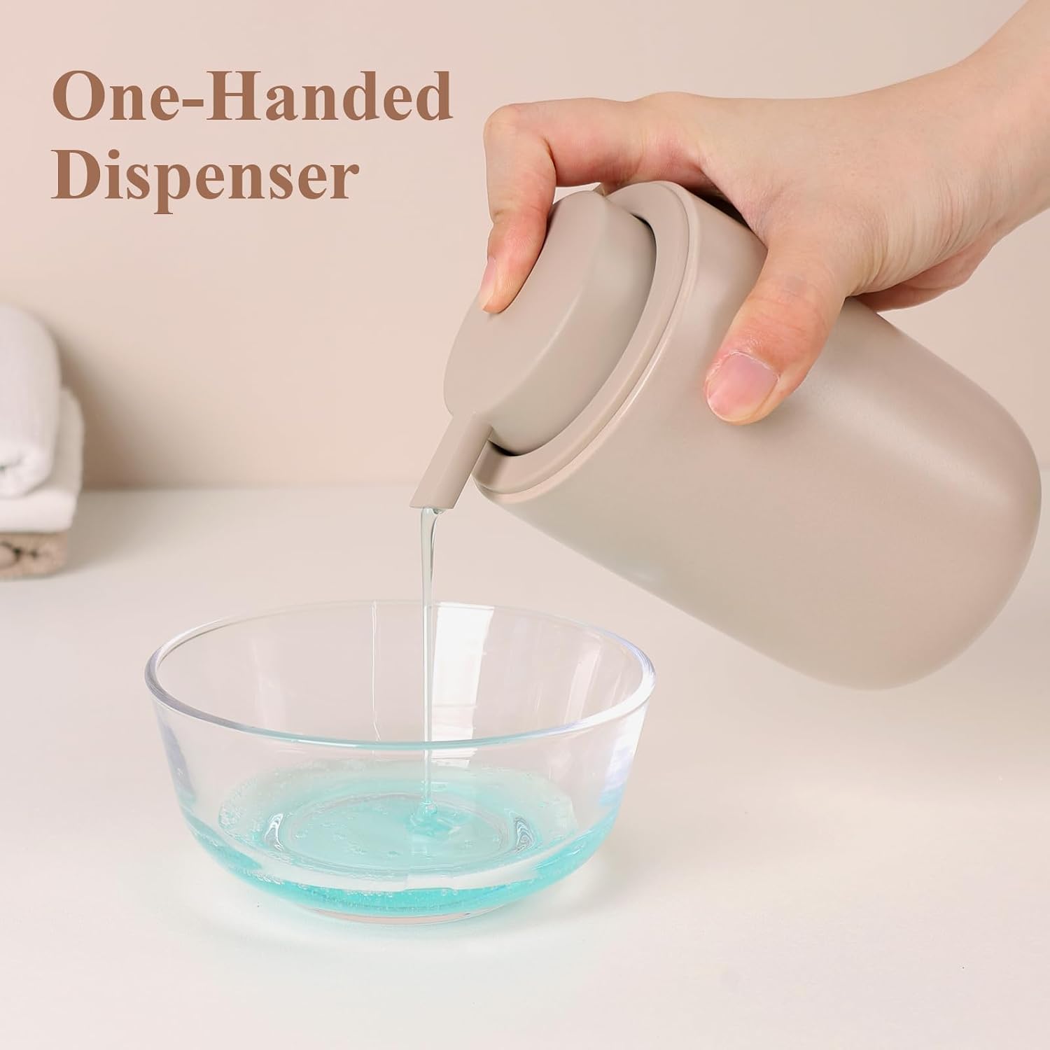 BosilunLife Khaki Soap Dispenser Set - 2 Pack 12oz Ceramic Soap Dispenser | with Rust Proof Pump for Kitchen, Hand Soap