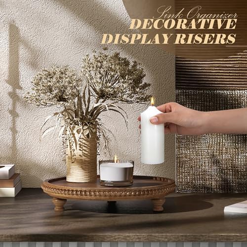 Beaded Wood Riser for Plant / Brown