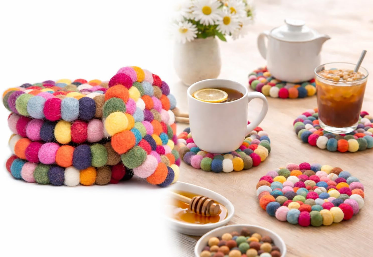 Felt Coaster Pads / Rainbow