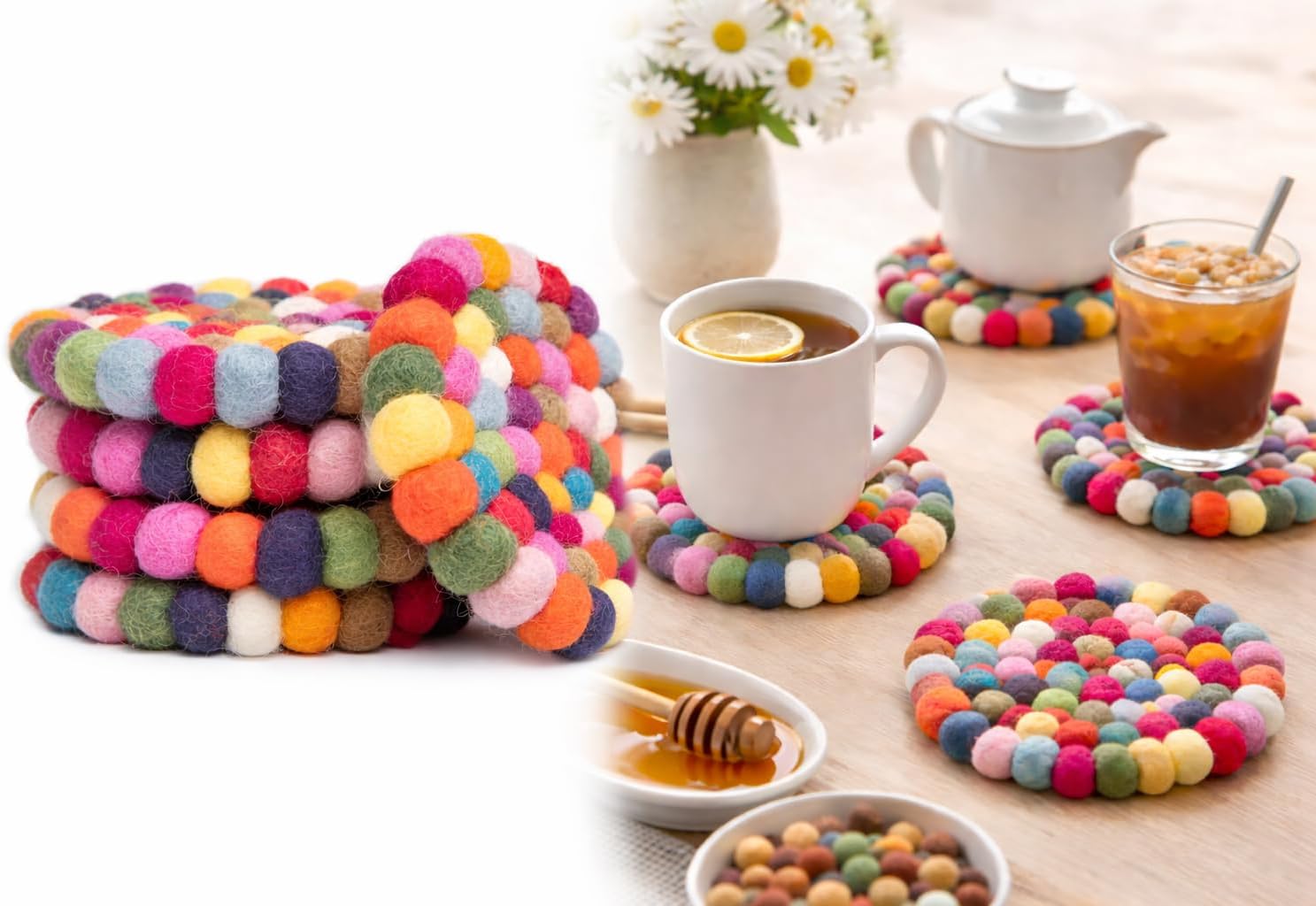 Felt Coaster Pads / Rainbow