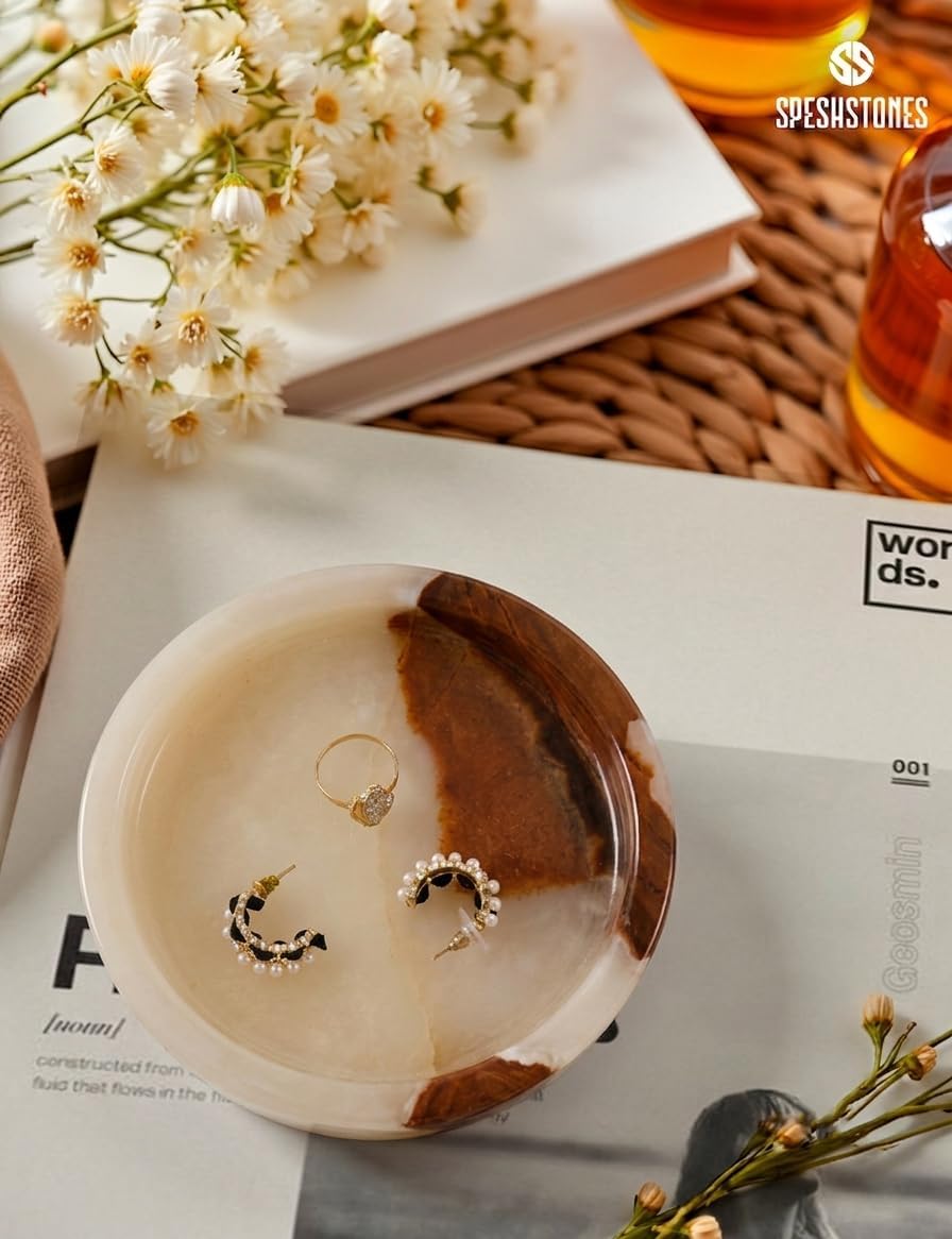Key Tray / Candle & Trinket Dish / Cream Onyx / 5 Inch