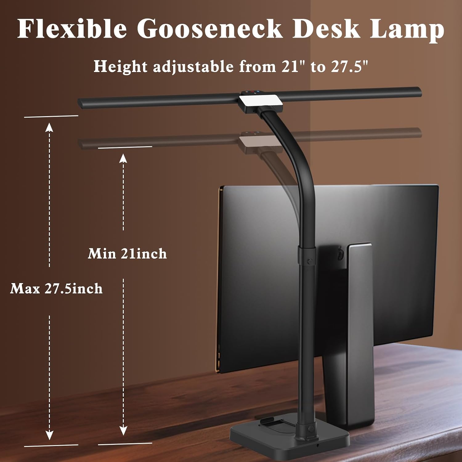 GAEFURY LED Desk Lamp for Home Office, 24W Bright Desk Lamp with Phone Holder Base - 25 Lighting Modes Eye-Caring Desk