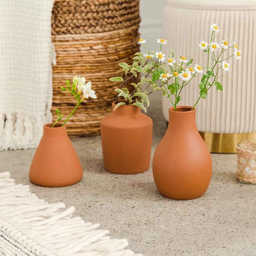 3-Piece Clay Table Vase Set / Black