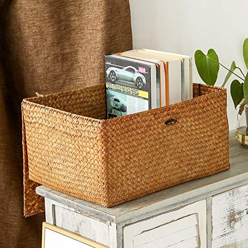 Rectangular Handwoven Seagrass Storage Basket / 12 x 7 x 6 / M / Natural