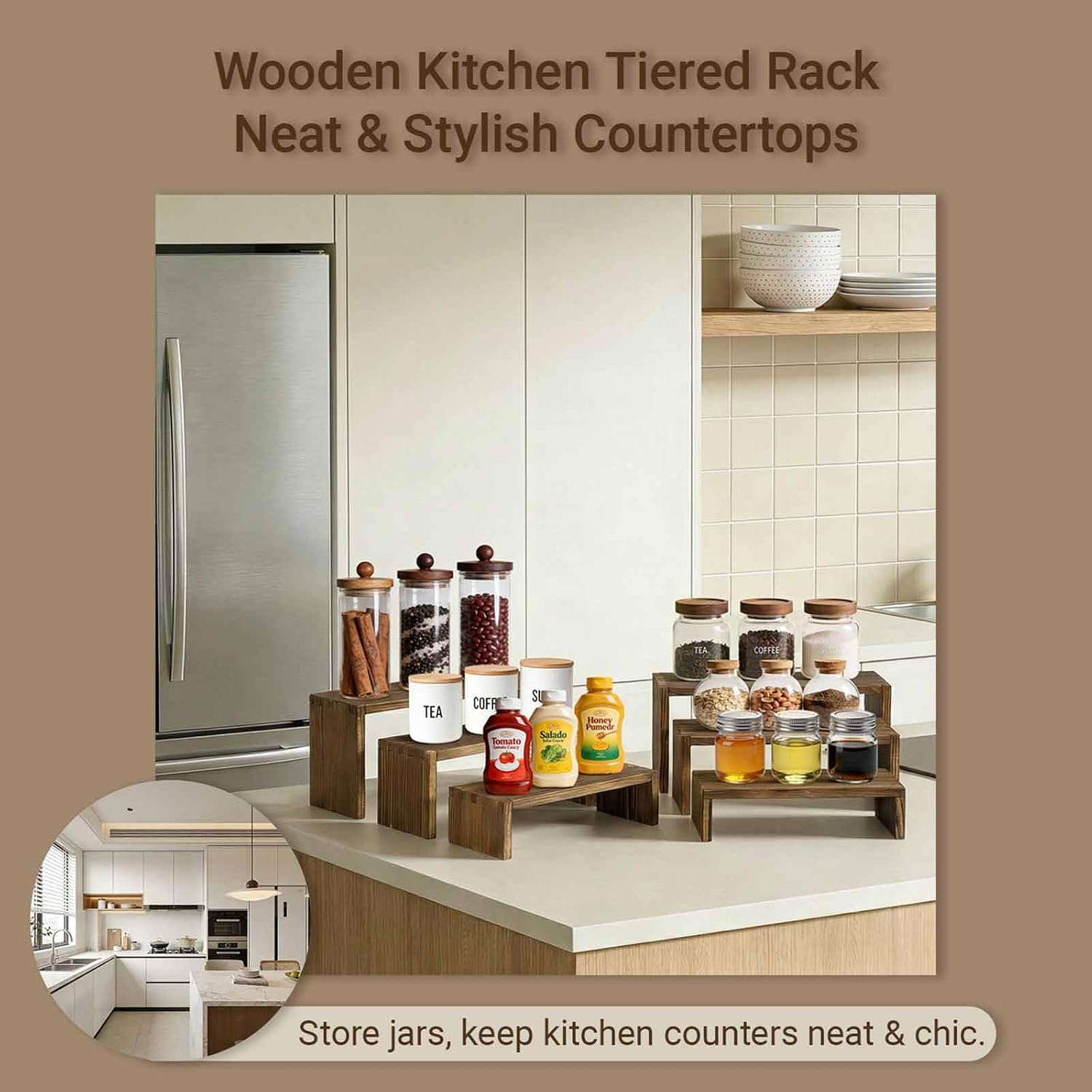 Tiered Display Stand for Food / Carbonized / Set of 2